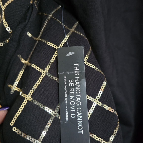 VENUS Black and Gold Long Sleeve Dress - Picture 5 of 9